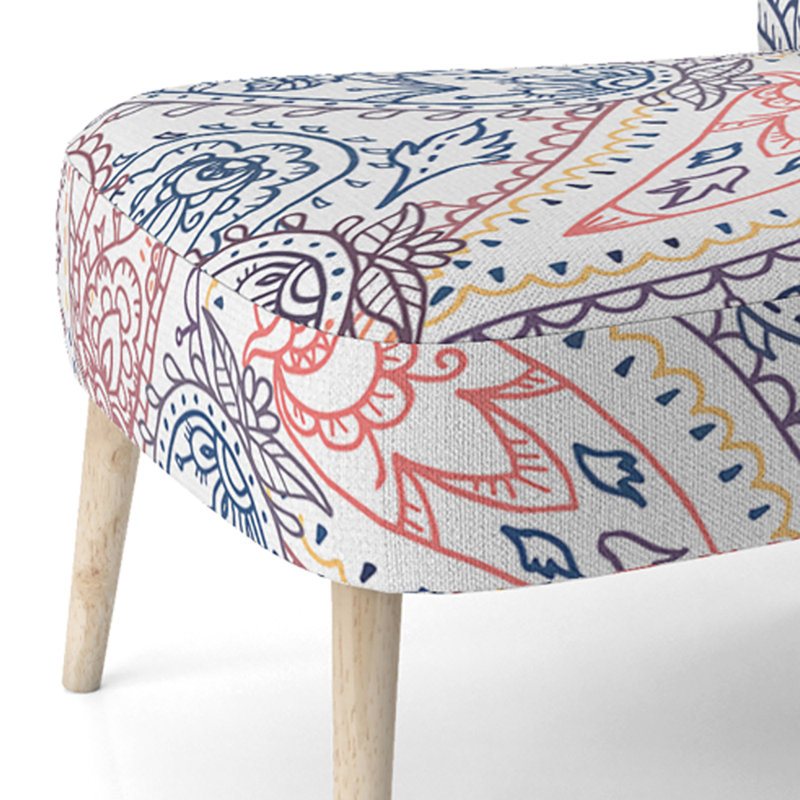 Chaise d'appoint en velours rose et bleu à motif cachemire floral