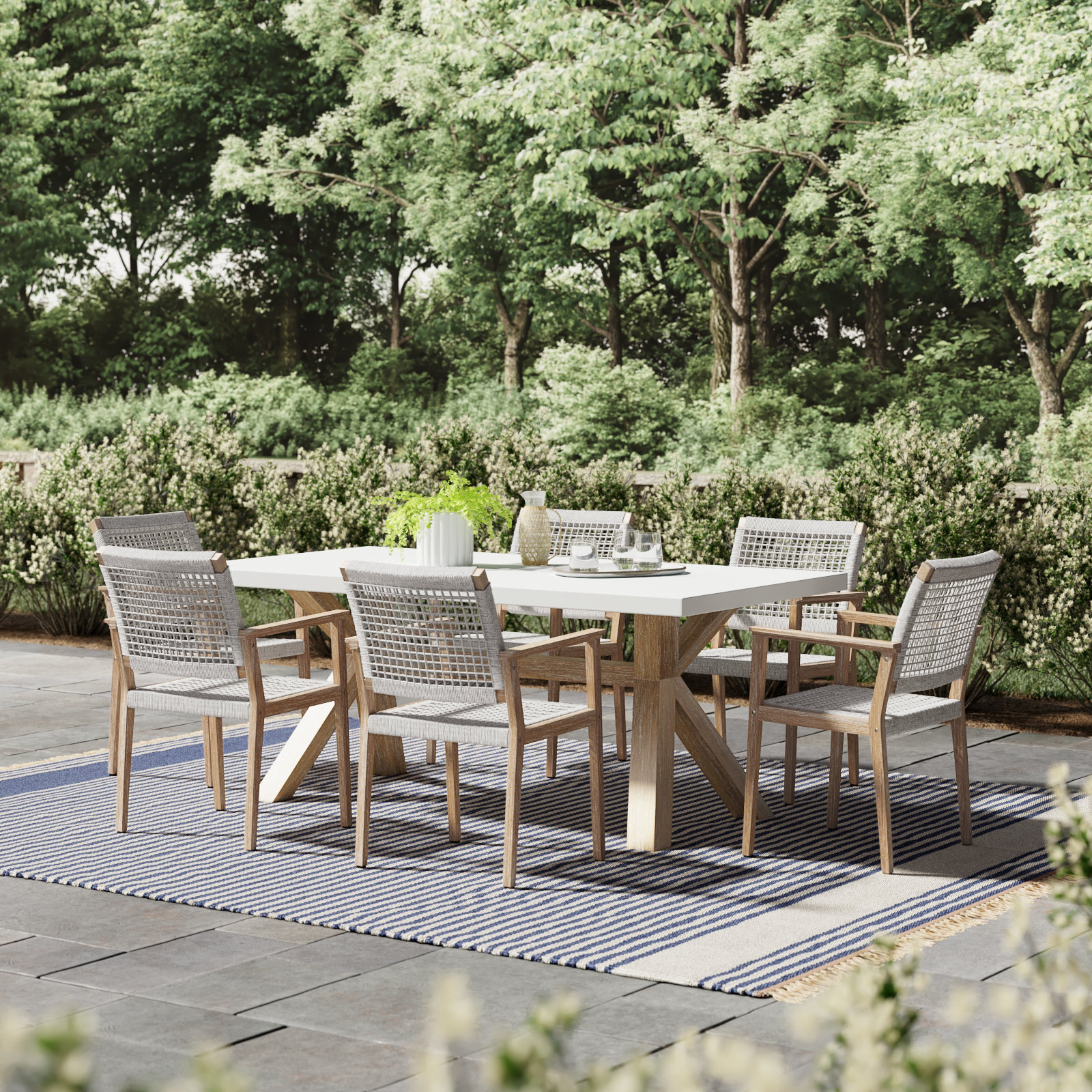 Fleur 74" Eucalyptus Patio Dining Set