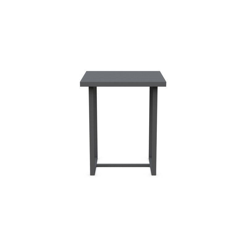Pavia Power Coated Aluminum Bar Table, Matte Charcoal, 35.23" W x 35.23" L x  42.13" H