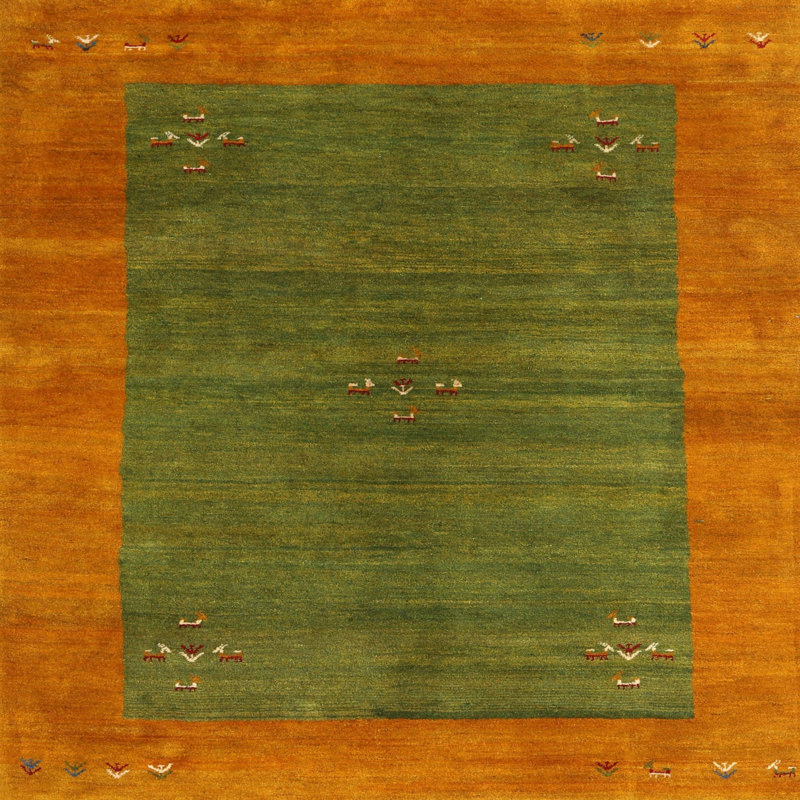 Tapis vert / orange Crymble, Carré 8 pi