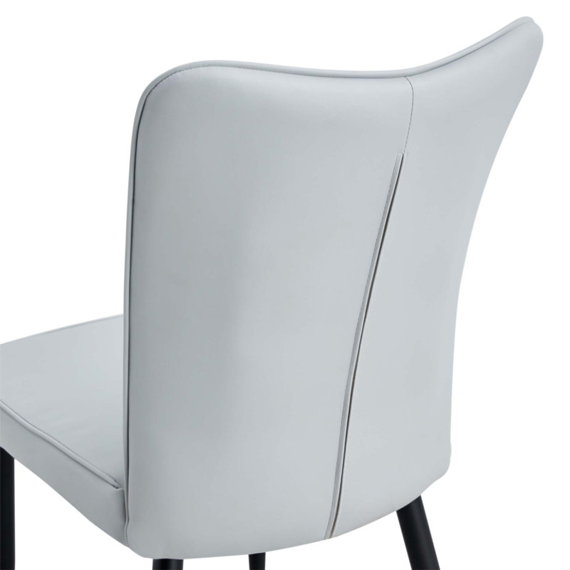 Modern Minimalist Dining Chairs, Light Grey PU Curved Backrest And Seat Cushions, Electroplated Metal Chair Legs, Suitable For Restaurants, Bedrooms, And Living Rooms. A Set Of 4 Chairs