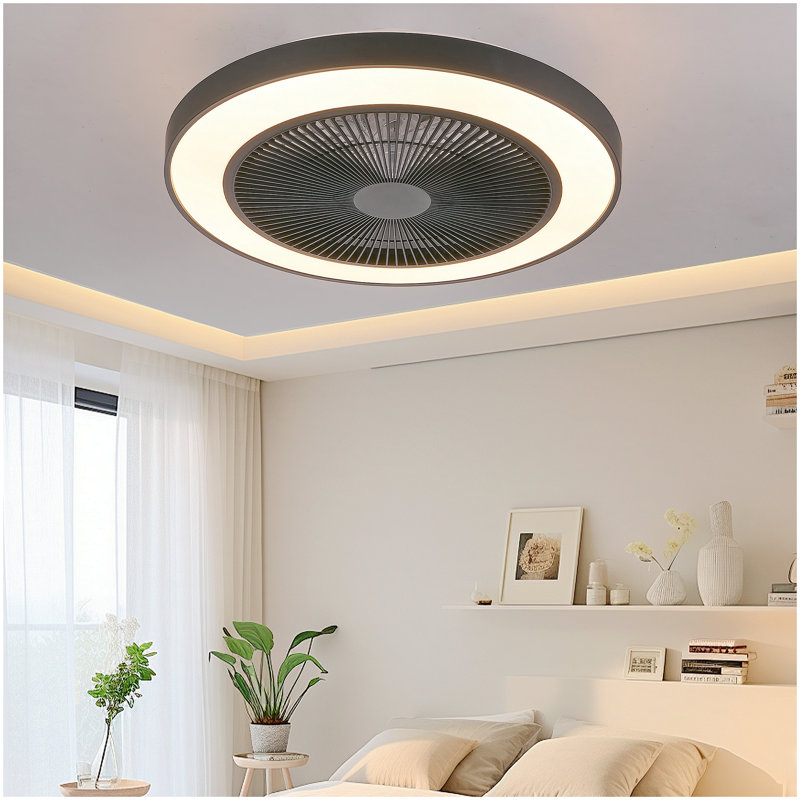 19-inch Black Ceiling Fan Light with LED RGB – Dimmable & Color-Changing, APP & Remote Control, Modern Smart Ceiling Fan for Living Room, Bedroom, and Dining Room (Silent/6-Speed/Reversible/DC Motor)