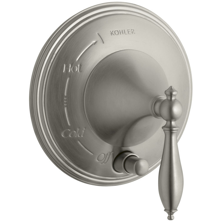 KOHLER Finial Traditional 1-Handle Transfer Valve Trim Kit in Vibrant Brushed Nickel (Valve Not Included)