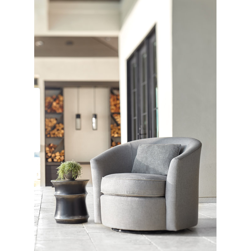 Aventura Swivel Patio Chair with Cushions, Light Grey/Dark Grey Linen 6032-110