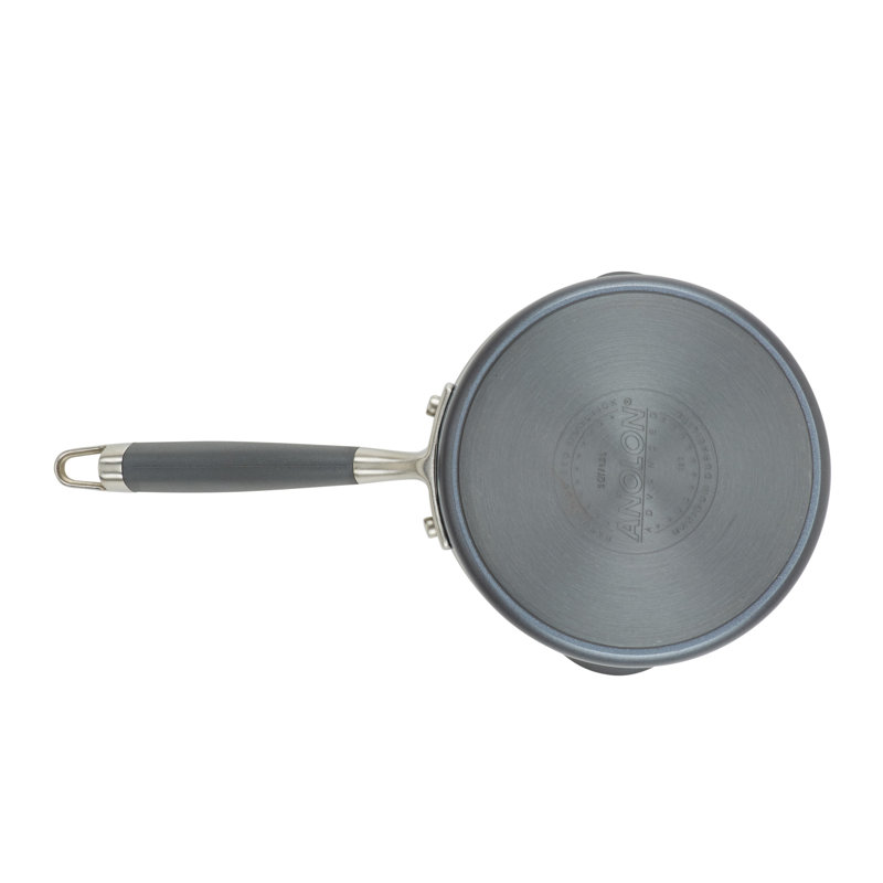 Anolon Advanced Home Hard Anodized Nonstick Saucepan With Straining Lid, 2 Quart, Gray