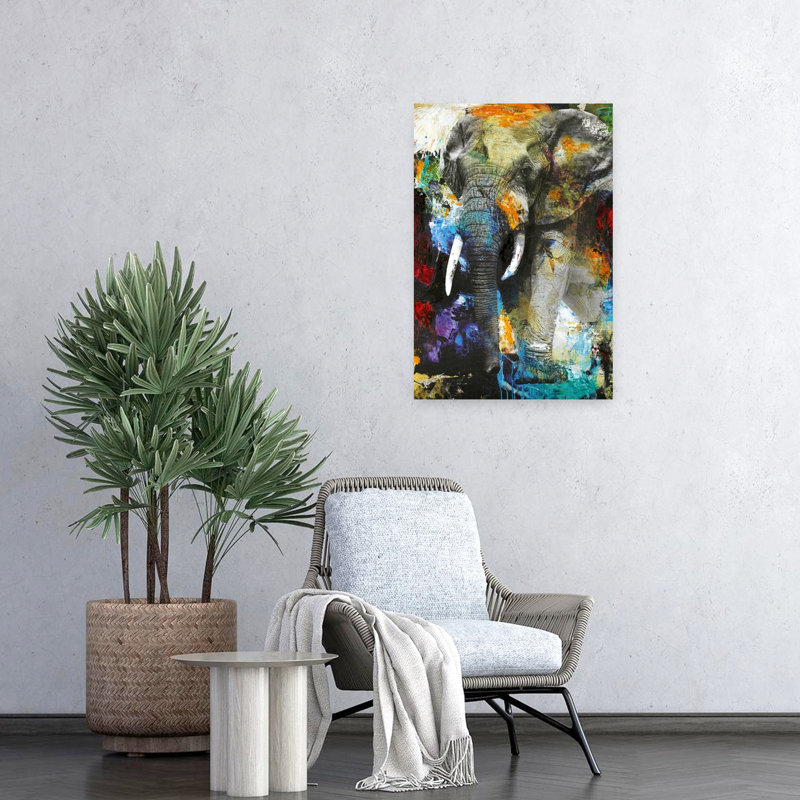 Éléphant, art urbain contemporain, H 24 po x l 16 po