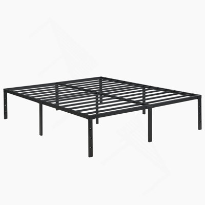 Heavy Duty Queen Size Metal Bed Frame, Quick Assembly, No Noise, Black, With Reinforced Steel Slats For Maximum Support