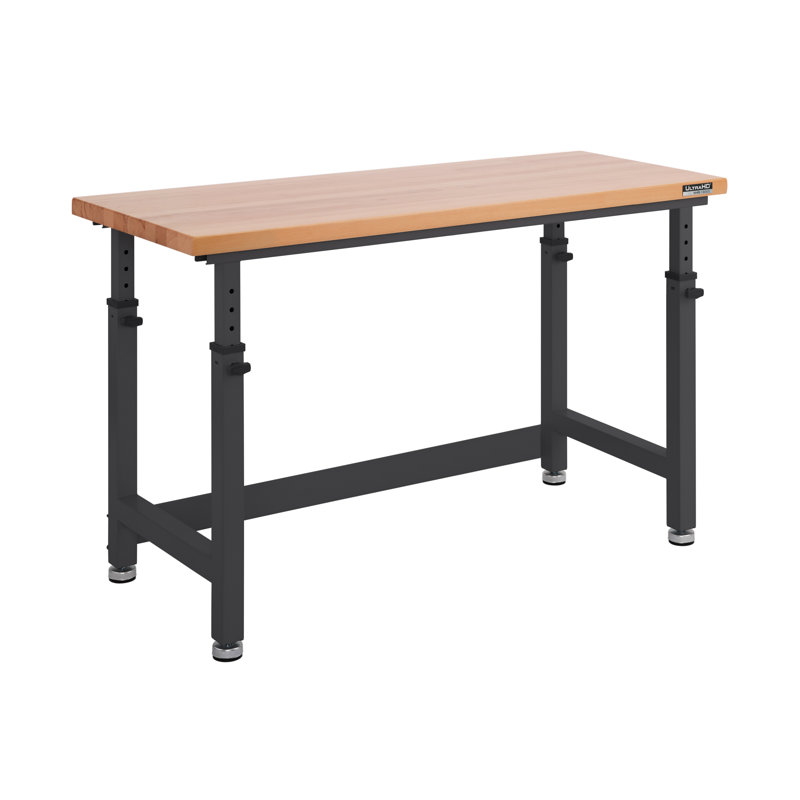 Seville Classics UltraHD Adjustable Height Workbench, 60" W x 24" D x 28.5" - 42" H, Graphite