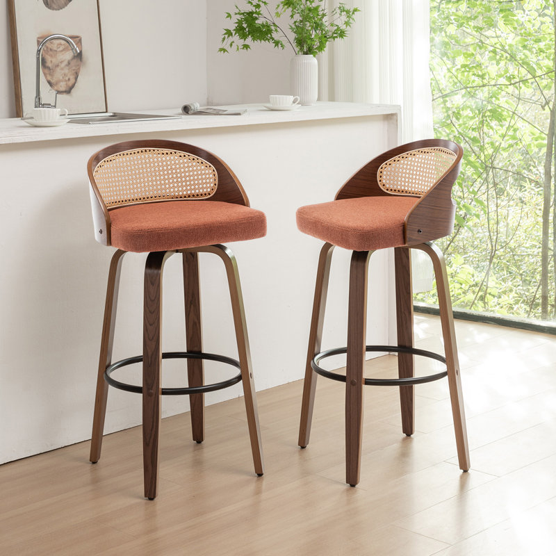 Leeana Swivel Bar Stool, Bar Stool (76cm Seat Height), Orange