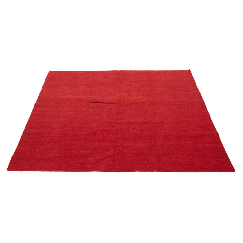 Laine rouge naturelle tissée à la main 8 pi 2 po x 7 pi 11 po