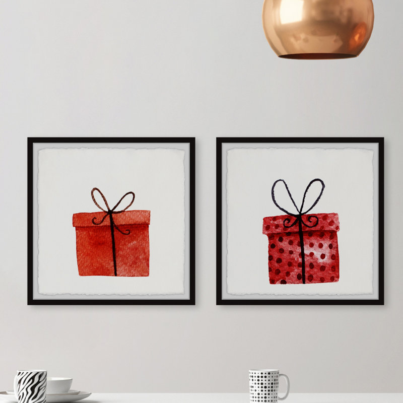 Chatman Chatman Red Gift Boxes - 2 Piece Single Picture Frame Painting, 81cm H x 163cm W x 3.81cm D