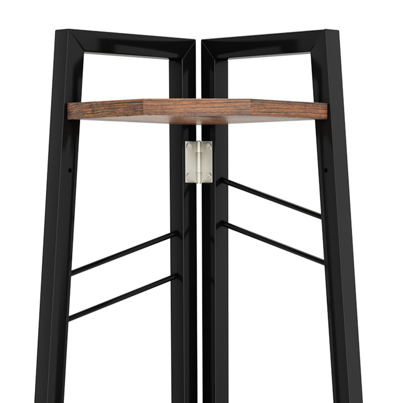 160 H × 35 W Corner Shelf Unit，Modern Ladder Shelving Unit, Rustic Brown/Black