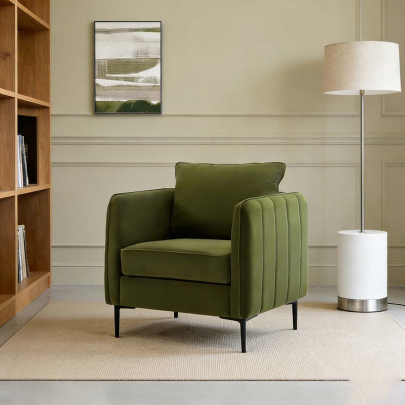 Fauteuil d'appoint simple en velours Accent Chair, Vert