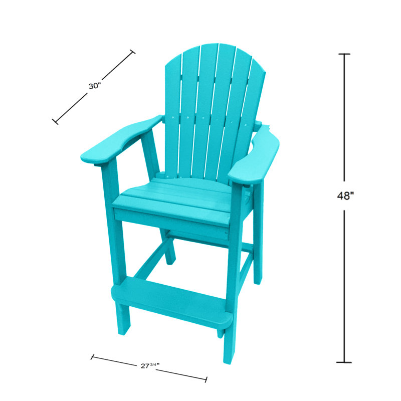 Chaises hautes Adirondack avec table Ansel - Mobilier d'extérieur en poly, Bleu sarcelle