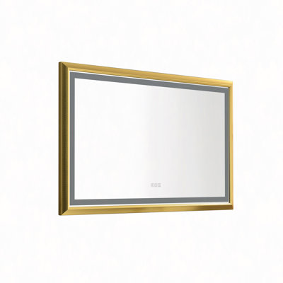 48" X 30" LED Bathroom Mirror With Aluminum Frame, Wall Mounted Vanity Mirror, Anti-Fog, Memory, 3 Colors, Stepless Dimmable