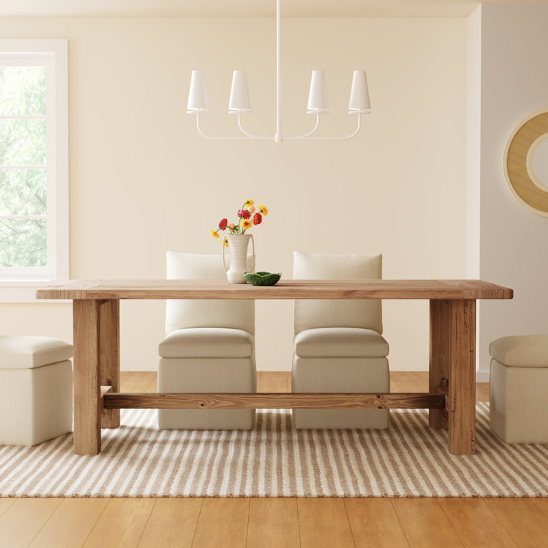 Nonnie Rectangular Natural Brown Wood Dining Table, 39" W x 84" L