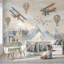 Papier peint Biplanes fantaisiste, décoration murale rétro-66581030-66581031