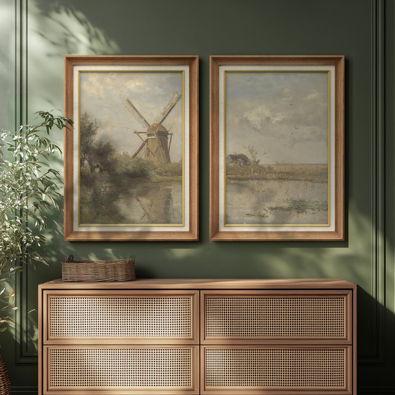 Ensemble de 2 œuvres d'art encadrées de qualité supérieure sur toile de qualité supérieure avec cadre de 26 po x 36 po