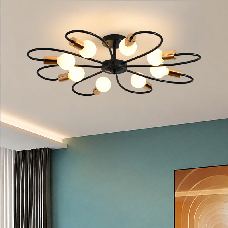 Azeriah 8-Light 84cm Semi Flush Mount, Black