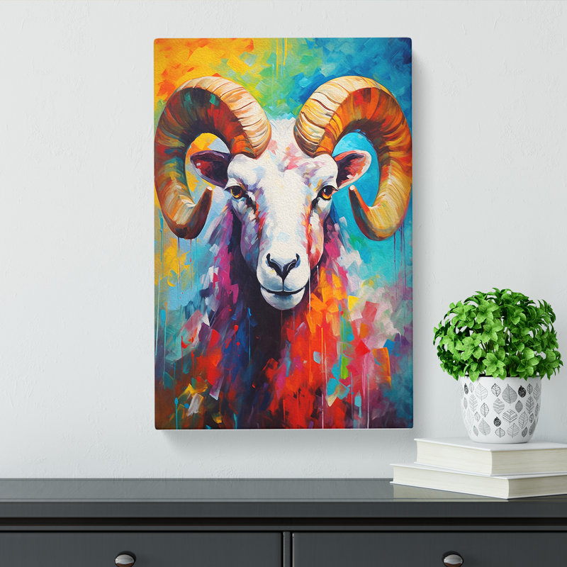 Ram Sheep Abstract - Print, 50cm H x 35cm W x 3cm D
