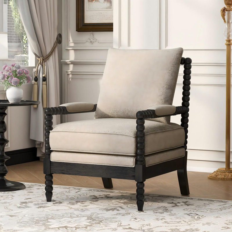 Fauteuil d'appoint en bois d'hévéa, Black/Grey
