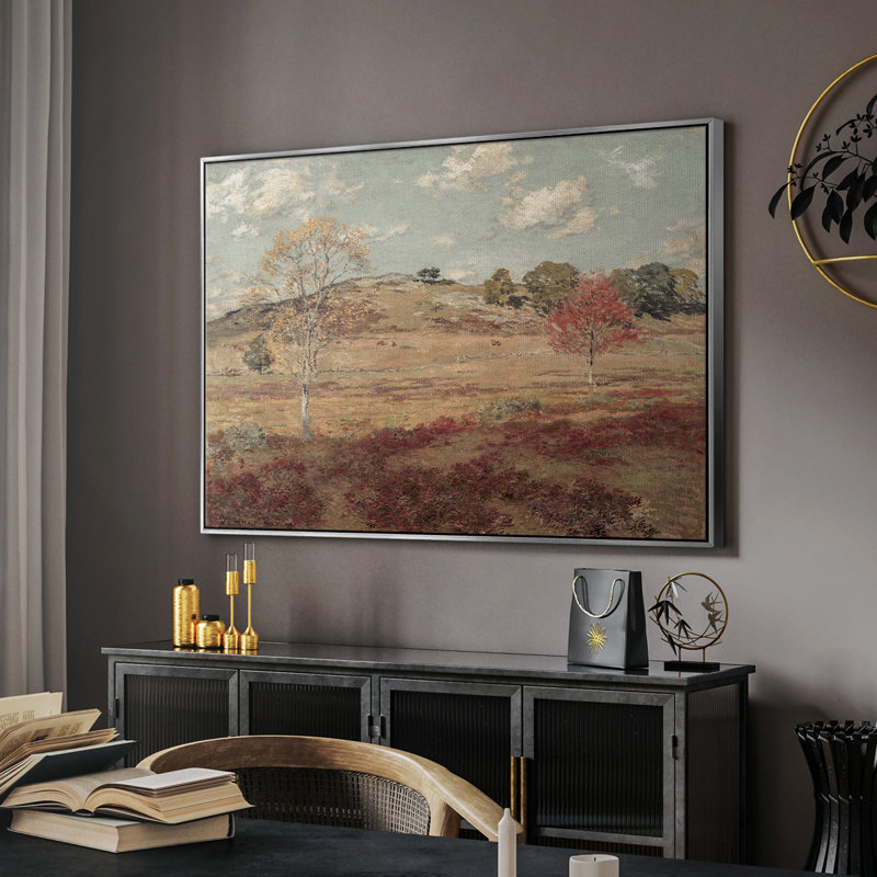 Paysage rétro - DCxxix, Toile avec cadre blanc, H 17 po x l 25 po x P 2 po