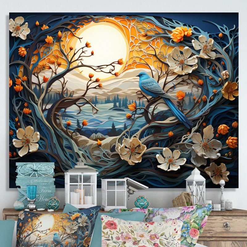 «Winter Frozen Elegance Papercut», reproduction d'art sur toile, H 30 po x l 40 po x P 1,5 po, Toile tendue