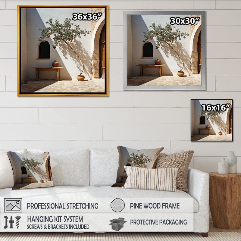 Plage, solitude, arbre, vision, Cadre naturel flottant, H 36 po x l 36 po x P 1,5 po
