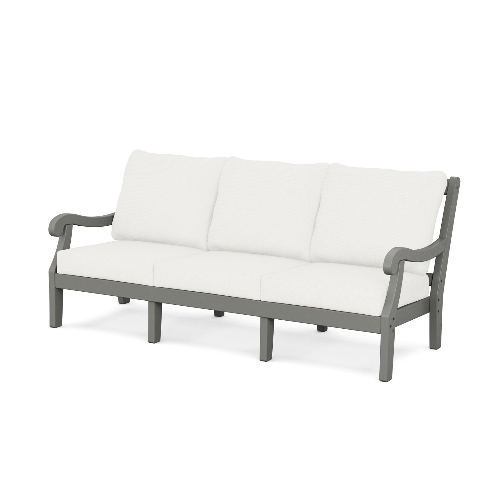 POLYWOOD® Verlyn 5-Person Patio Seating Group, Natural Linen Cushion/Slate Gray Frame