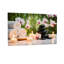 Bougies, serviettes, serviettes, orchidées et verdure-1480169916