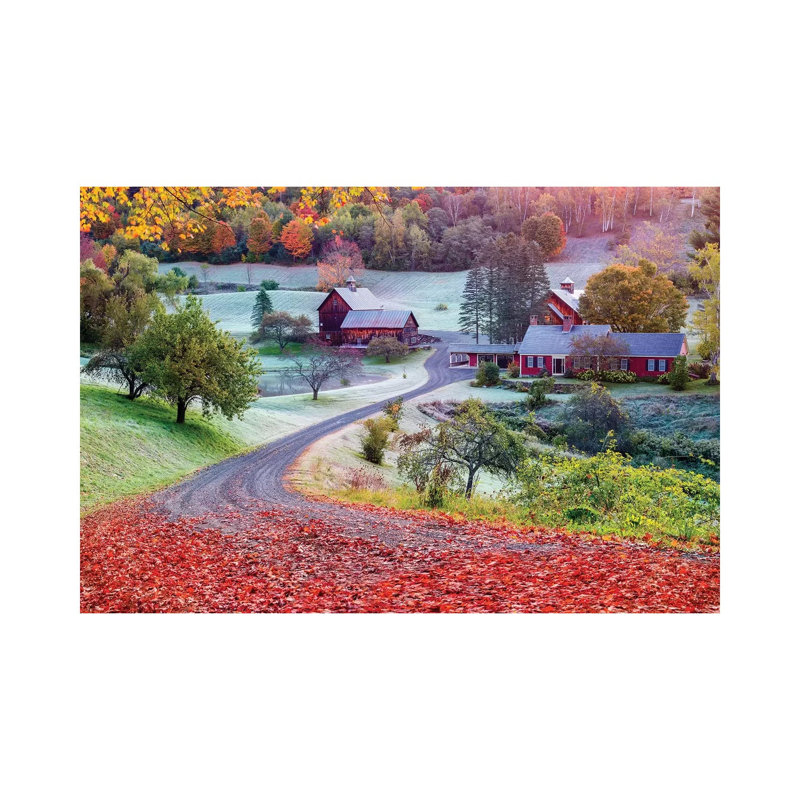 First Cold Morning In Autumn, Farm In Woodstock Vermont New England by Susanne Kremer - Wrapped Canvas Print