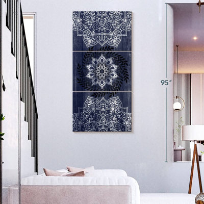 Mandalas sur fond bleu rustique