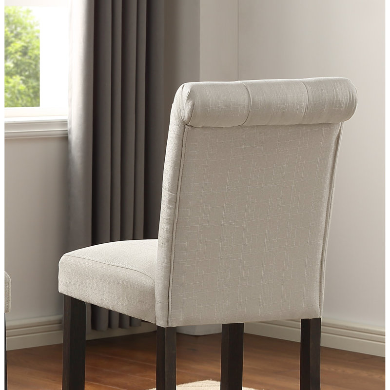 2Pcs Tan Counter Height Chairs, With Wood Supports Stools, Padded Stylish Luxury, Finish, Tan