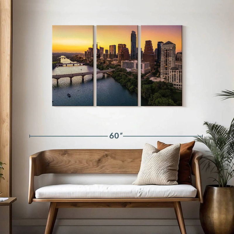Skyline de Sirci Austin au crépuscule, H 28 po x l 45 po