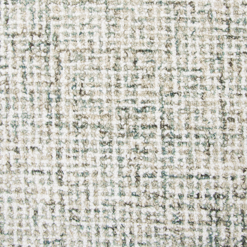 Britley Handmade Tufted Wool Area Rug in Light Green/Ivory, Round 8'
