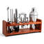 Ensemble de bar 14 pièces en acier inoxydable avec support en bois Mixology