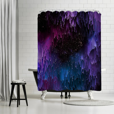 71"" x 74"" Abstract Shower Curtain, Ultraviolet Glitch Galaxy by Emanuela Carratoni -  East Urban Home, 9545251B71844194A83F339930B43A05