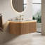 Meuble-lavabo flottant 36 po | Lavabo intégré en pierre frittée en travertin, lumière DEL à capteur, armoire en bois naturel rayé 3D, tiroir à fermeture en douceur-2137434305