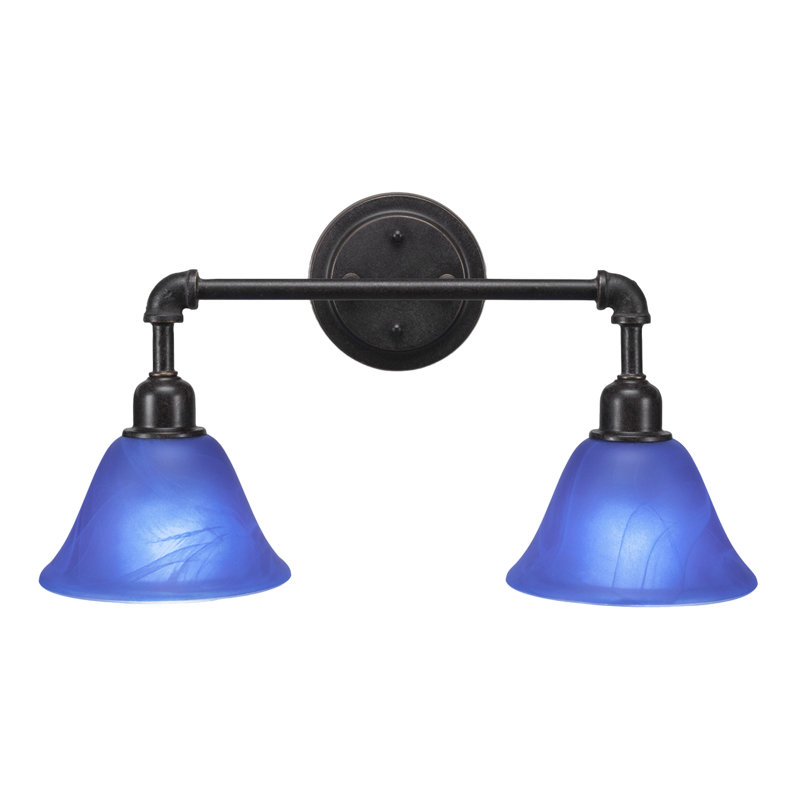 Éclairage pour meuble-lavabo 2 lumières rétro Rutha, Bleu italien, Granite noir