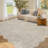 Farmhouse Scalloped Rug Washable Rug with Non Slip TRP Backing, Low Pile Non Shedding Rustic Carpet, Soft Thin Foldable Printed Mat for Living Room Bedroom-660204437-660204440