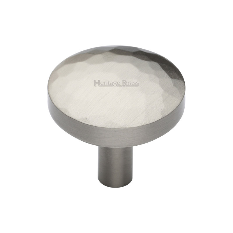 Heritage Brass Heritage Cabinet Knob Hammered Design, Satin Nickel, 3.2cm H x 3.2cm W x 3.2cm D