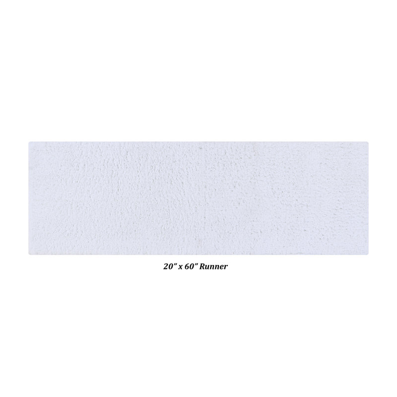 Micro 100% Polyester Solid Pattern Tufted Machine Washable Bathroom Rug, White, 20" x 60" Runner