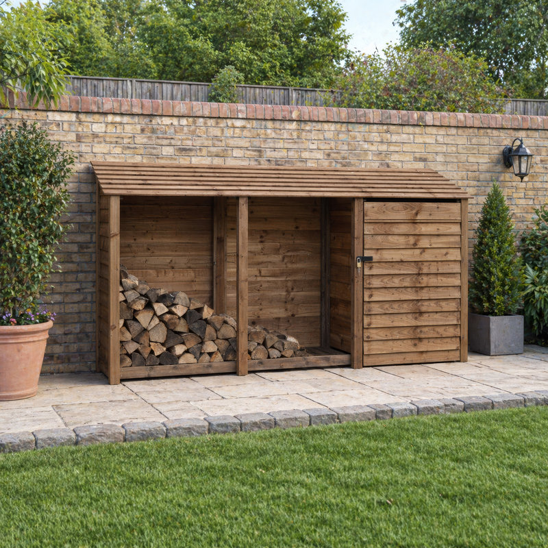 11 Ft. x 3 Ft. Log & Tool Store - Triple Bay Multi Storage Unit, Rustic Brown