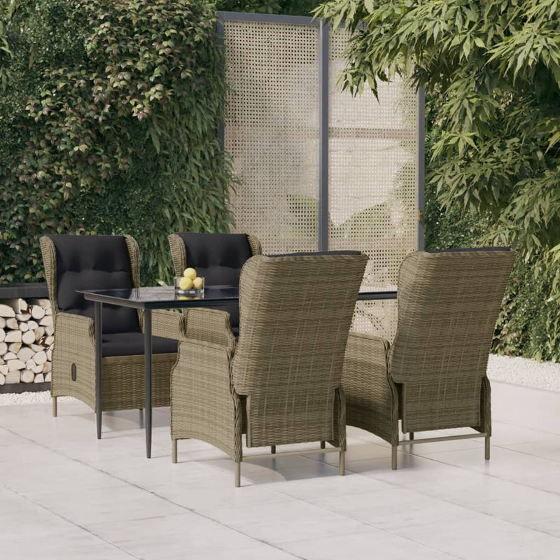 Figuaro Rectangular 4 - Person 63" Long Dining Set with Cushions, Brown