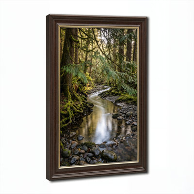 Antique Gold Framed，Canvas Wall Art for Living Room, Bedroom, Office or Entryway – Decorative Wall Decor with Forest Stream