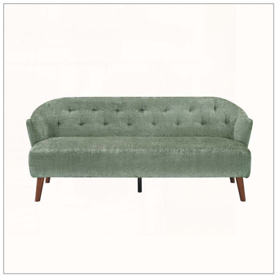 Mid-Century 3-Seater Sofa with Tufted Back and Plush Fabric