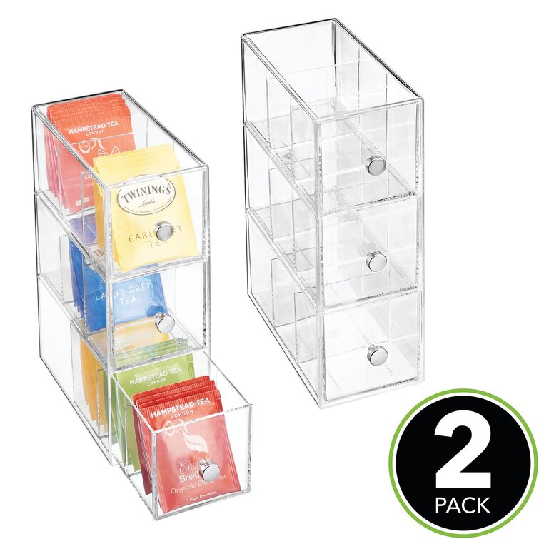 Mdesign Plastic Kitchen Cabinet Drawer Organizer Tray, 12 Long, 3