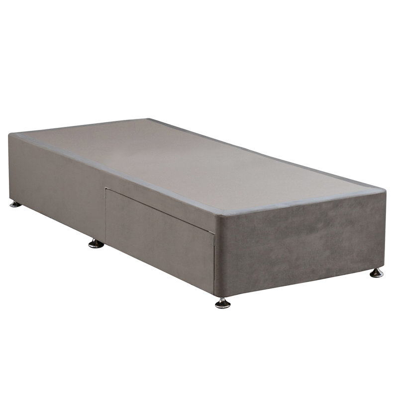 Riviere Divan Bed Base, Single (3'), Plush Stone, 2 Drawer Divan Base