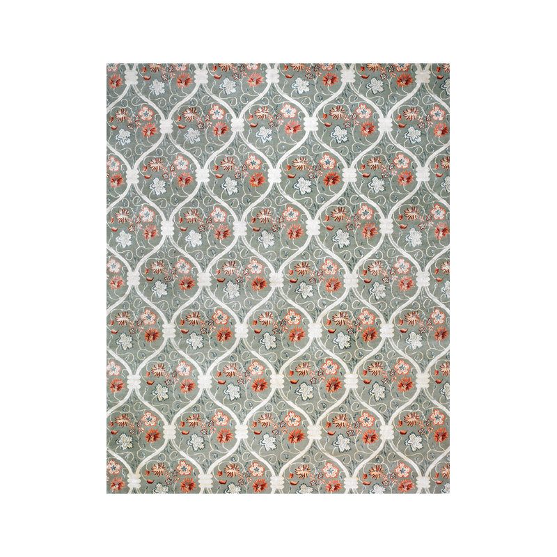 Trellis Floral Area Rug in Greige Green/Rose/Ivory, Rectangle 10' x 14'