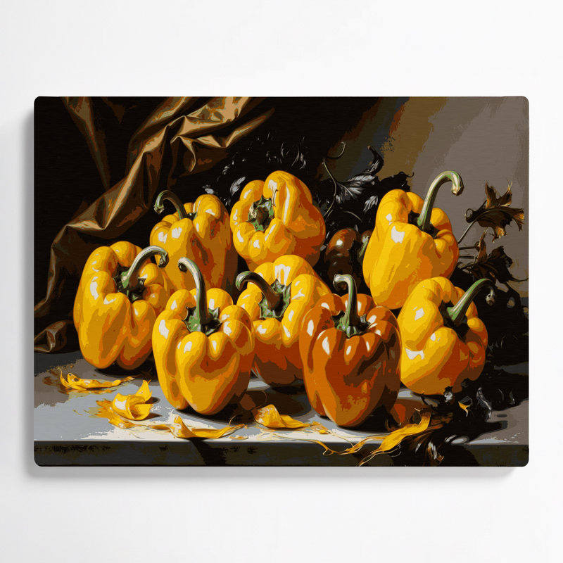 Art mural en métal légumes poivron jaune et brun, H 20 po x l 30 po